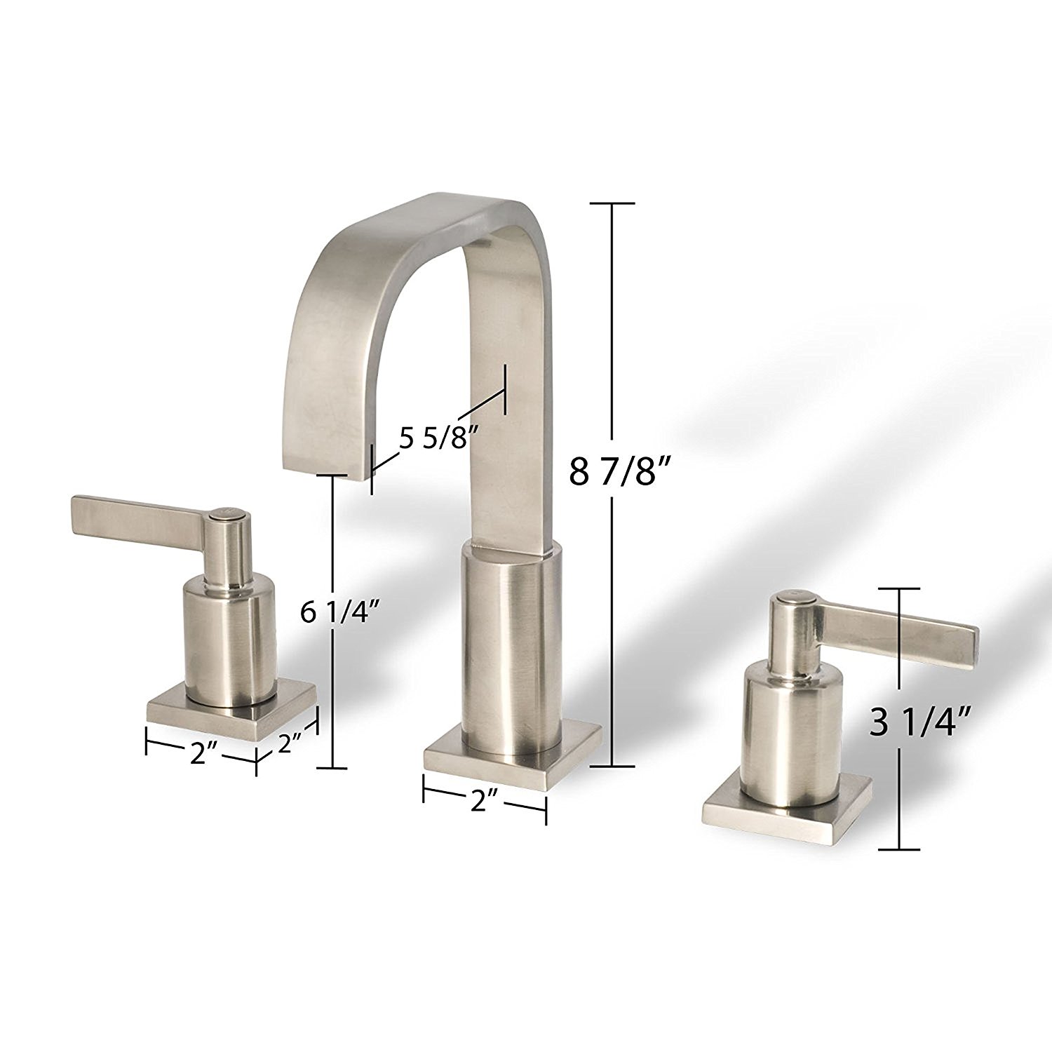 Kelowna Brushed Nickel Deck-Mount Bathroom Sink Faucet